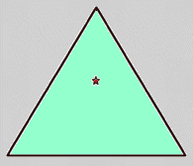 L'étoile n'est pas plus près du sommet du triangle que de la base.